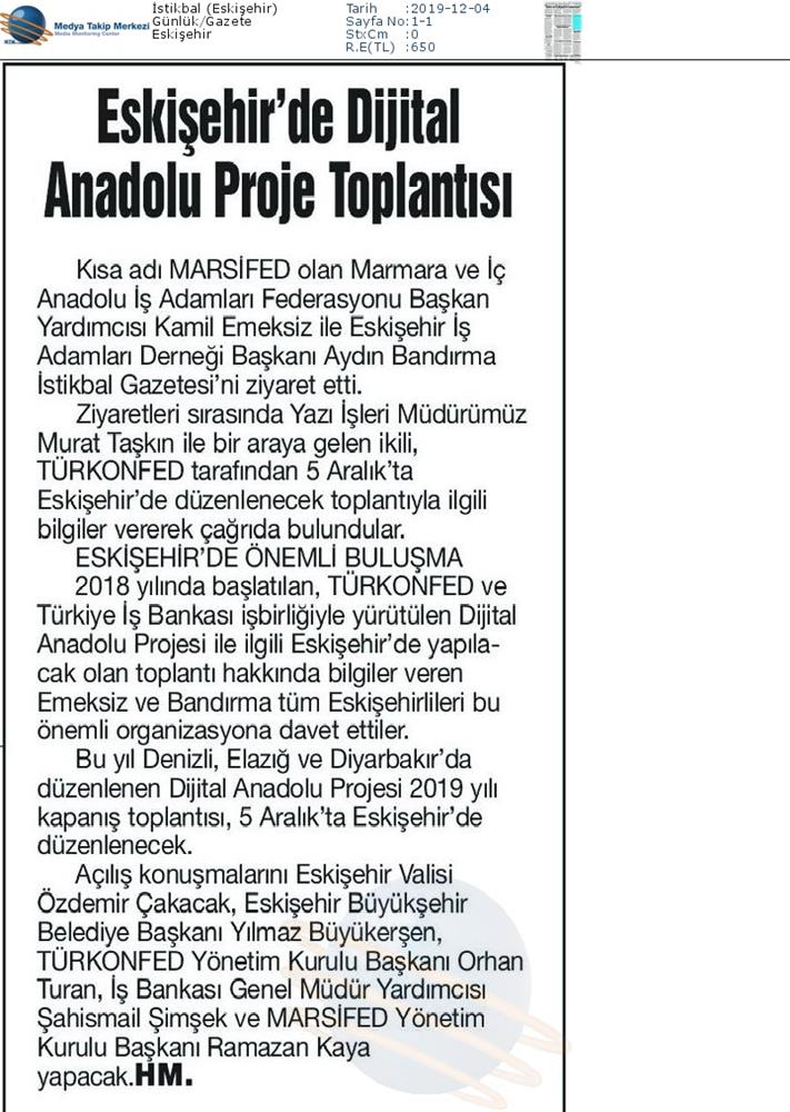 Dijital Anadolu Toplantısı Medya Yansimalari 5 Aralik 2019 Eskisehir - 19