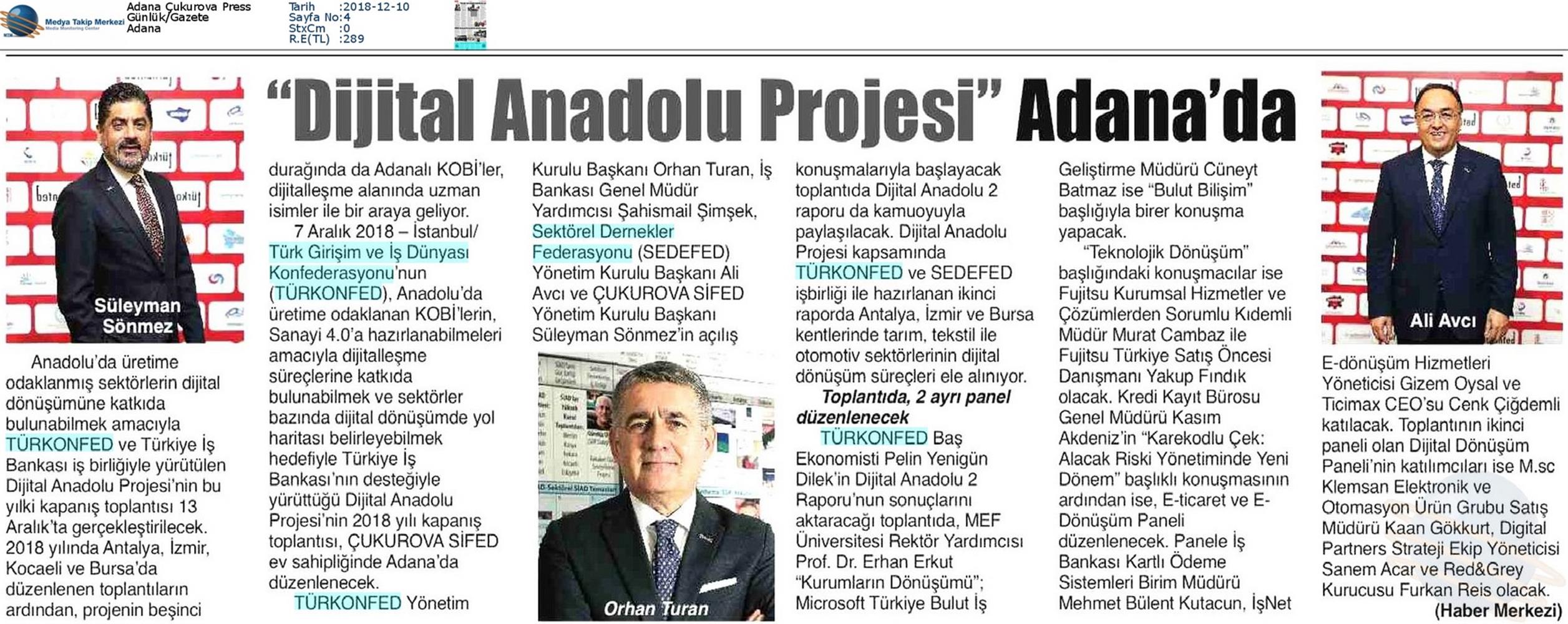 Dijital Anadolu Toplantısı Medya Yansimalari 13 Aralik 2018 Adana - 1