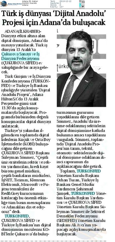 Dijital Anadolu Toplantısı Medya Yansimalari 13 Aralik 2018 Adana - 5