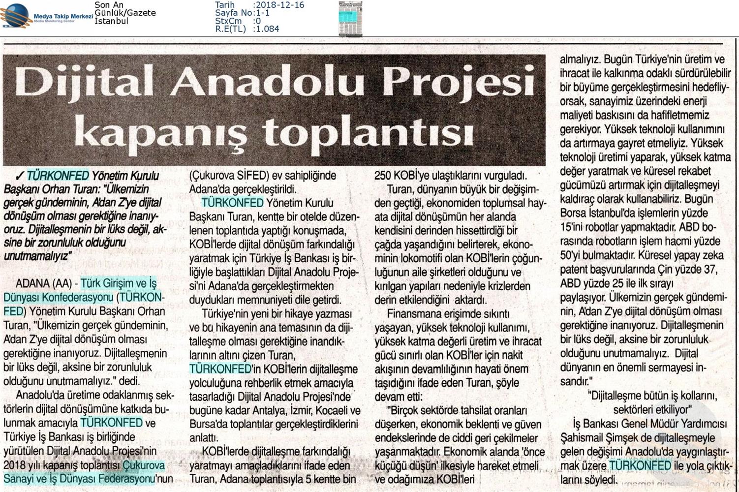 Dijital Anadolu Toplantısı Medya Yansimalari 13 Aralik 2018 Adana - 15