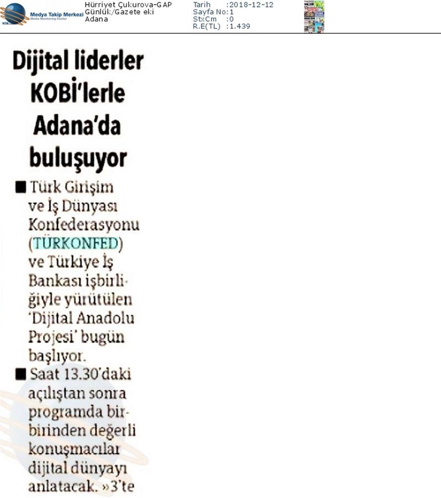 Dijital Anadolu Toplantısı Medya Yansimalari 13 Aralik 2018 Adana - 30