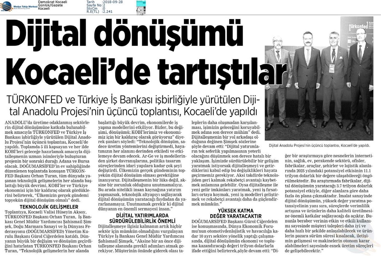 Dijital Anadolu Toplantısı Medya Yansimalari 26 Eylul 2018 Kocaeli - 9