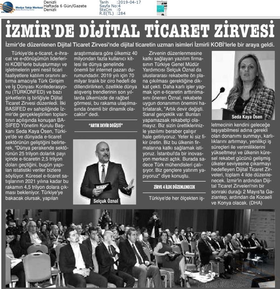 Dijital Ticaret Zirvesi Medya Yansimalari 16 Nisan 2019 Izmir - 6
