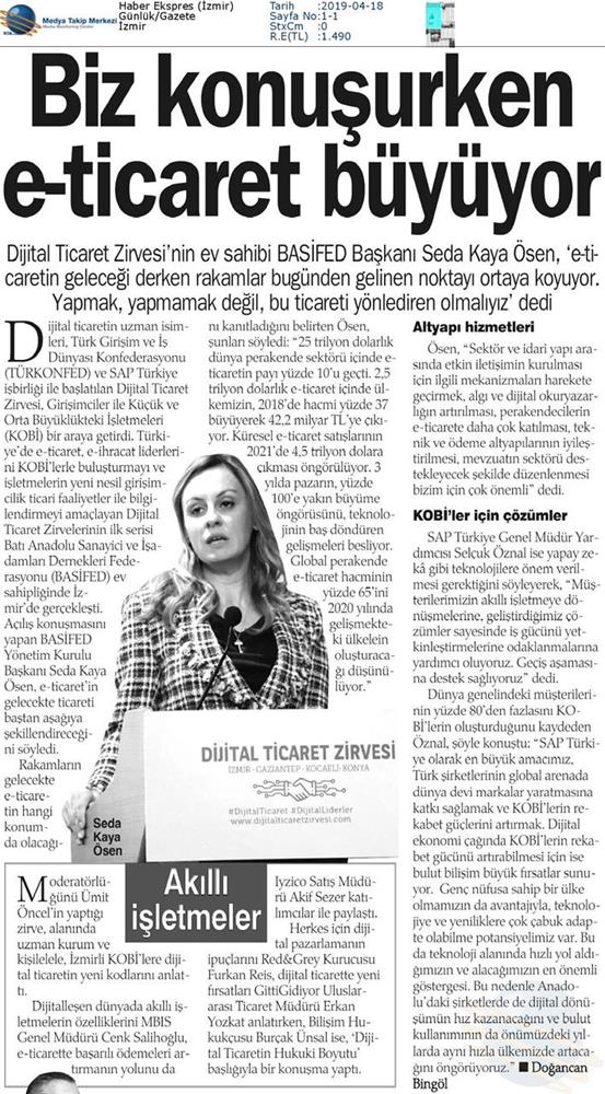 Dijital Ticaret Zirvesi Medya Yansimalari 16 Nisan 2019 Izmir - 9