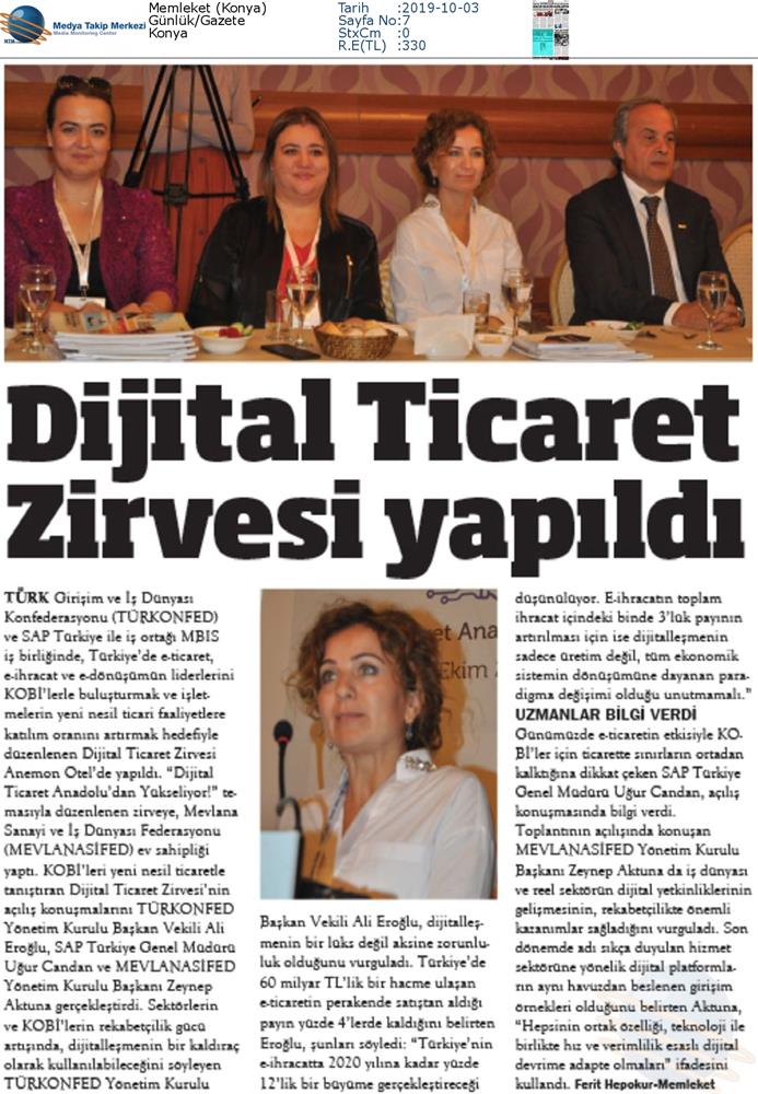 Dijital Ticaret Zirvesi Medya Yansimalari 2 Ekim 2019 Konya - 2