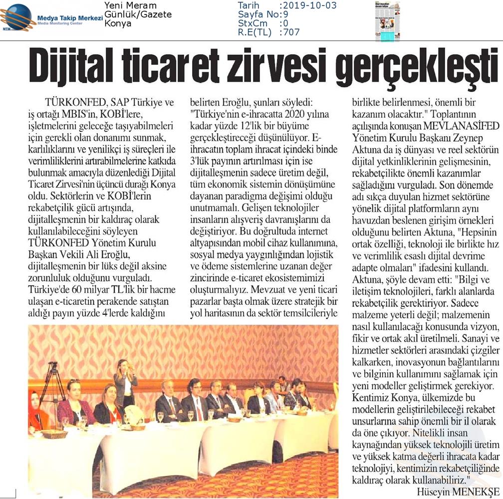 Dijital Ticaret Zirvesi Medya Yansimalari 2 Ekim 2019 Konya - 9