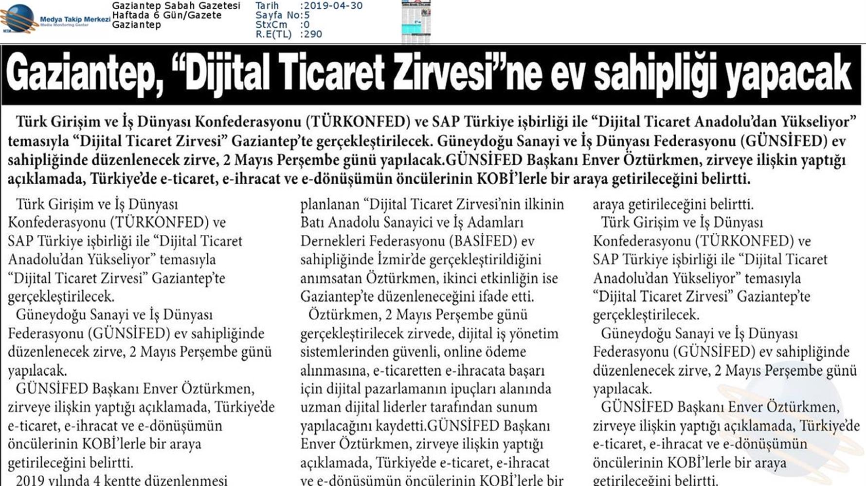Dijital Ticaret Zirvesi Medya Yansimalari 2 Mayis 2019 Gaziantep - 3