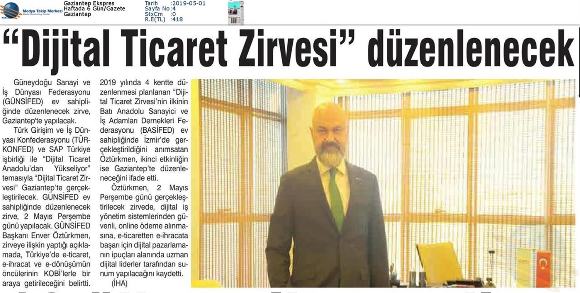 Dijital Ticaret Zirvesi Medya Yansimalari 2 Mayis 2019 Gaziantep - 9