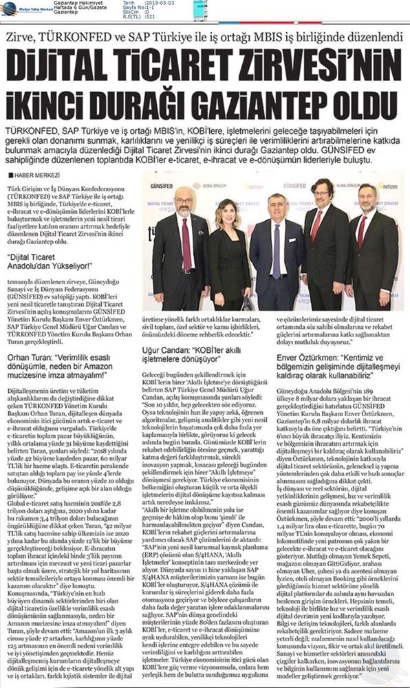 Dijital Ticaret Zirvesi Medya Yansimalari 2 Mayis 2019 Gaziantep - 20