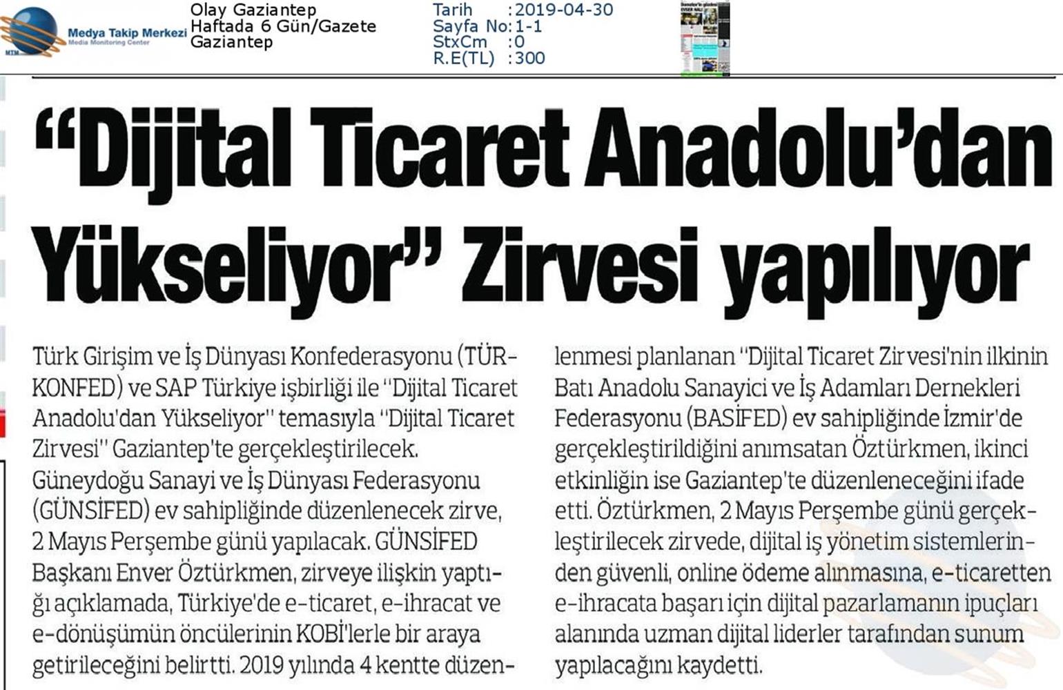 Dijital Ticaret Zirvesi Medya Yansimalari 2 Mayis 2019 Gaziantep - 34