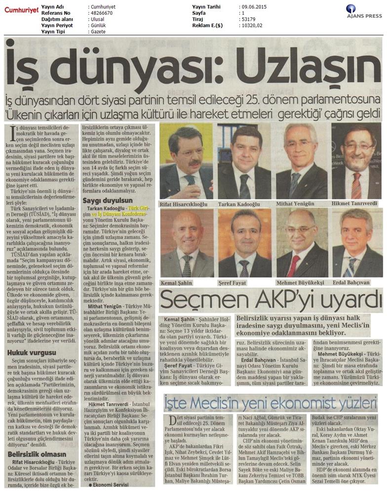 Genel Secim Sonrasi Basina Yansiyan Görüşlerimiz - 7
