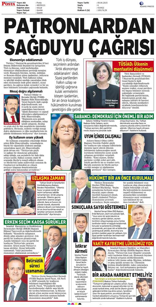 Genel Secim Sonrasi Basina Yansiyan Görüşlerimiz - 15