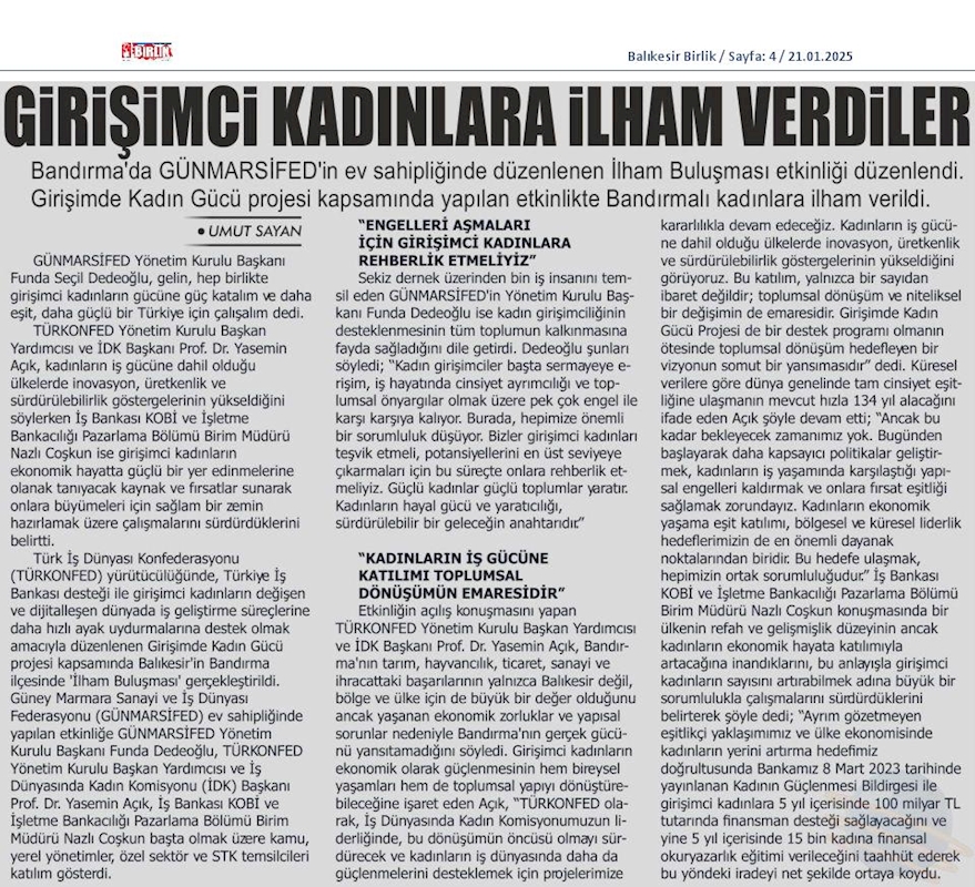Girişimde Kadin Gucu 16 Ocak 2025 Bandirma - 5