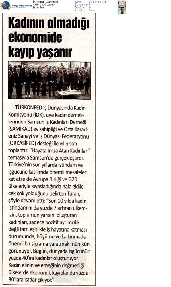 Hayata Imza Atan Kadinlar Toplantısı Medya Yansimalari 21 Aralik 2018 Samsun - 1