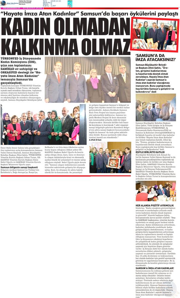 Hayata Imza Atan Kadinlar Toplantısı Medya Yansimalari 21 Aralik 2018 Samsun - 13