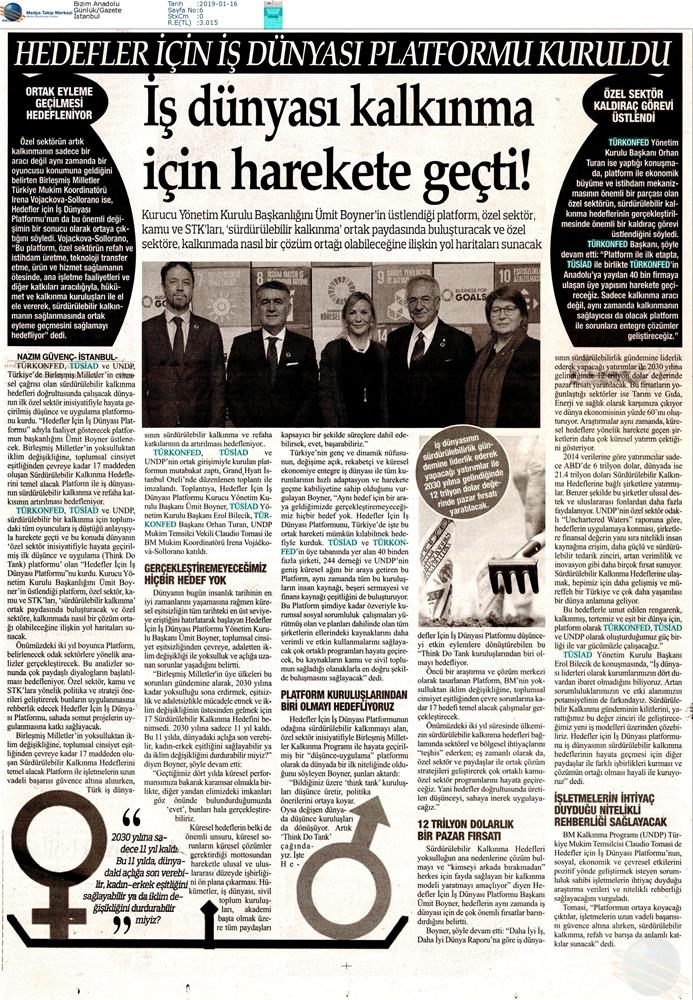 Hedefler Icin Is Dunyasi Platformu Medya Yansimalari 11 Ocak 2019 Istanbul - 7