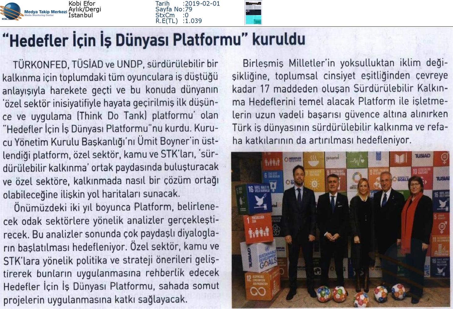 Hedefler Icin Is Dunyasi Platformu Medya Yansimalari 11 Ocak 2019 Istanbul - 9