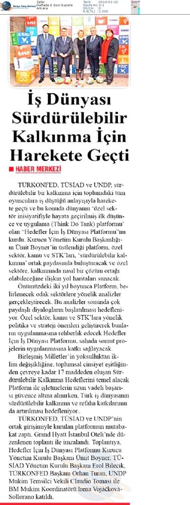 Hedefler Icin Is Dunyasi Platformu Medya Yansimalari 11 Ocak 2019 Istanbul - 19