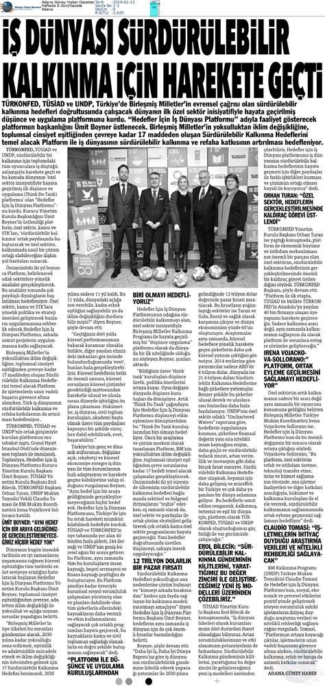 Hedefler Icin Is Dunyasi Platformu Medya Yansimalari 11 Ocak 2019 Istanbul - 22