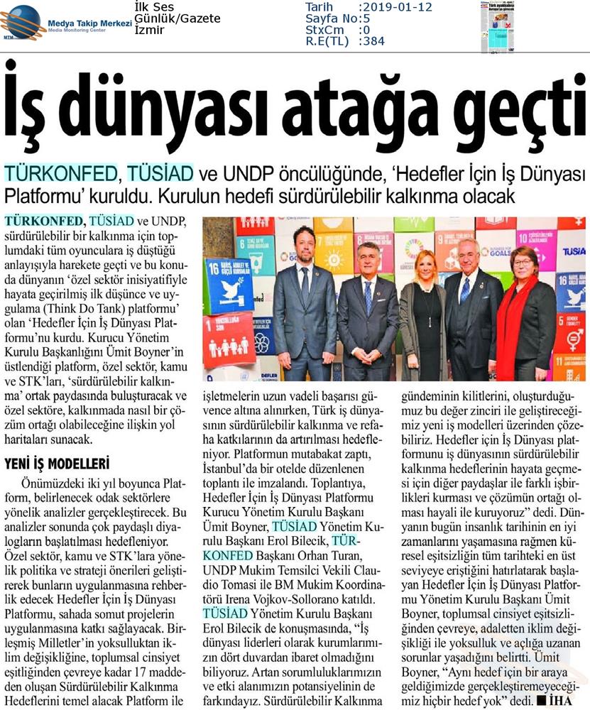 Hedefler Icin Is Dunyasi Platformu Medya Yansimalari 11 Ocak 2019 Istanbul - 25