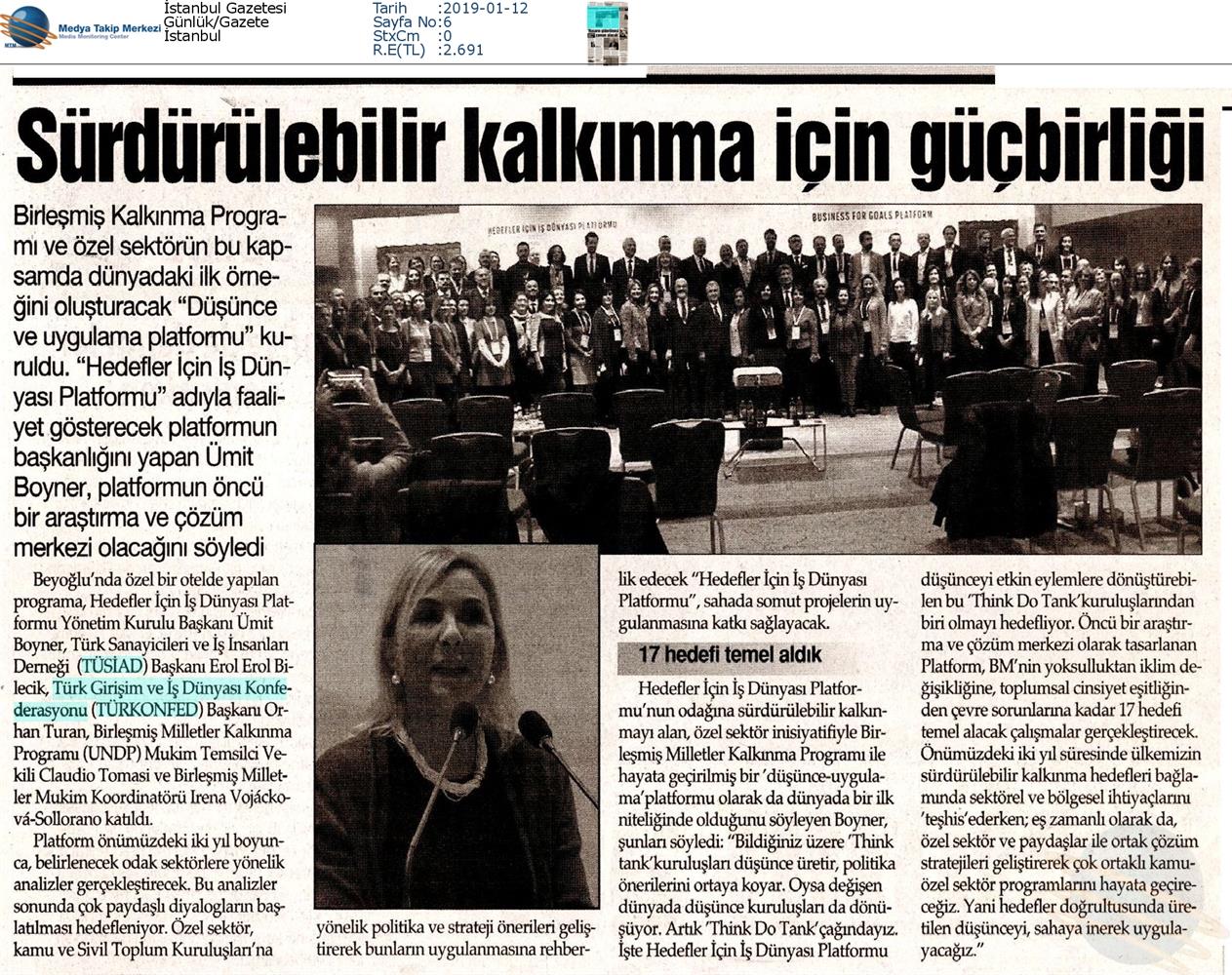 Hedefler Icin Is Dunyasi Platformu Medya Yansimalari 11 Ocak 2019 Istanbul - 27