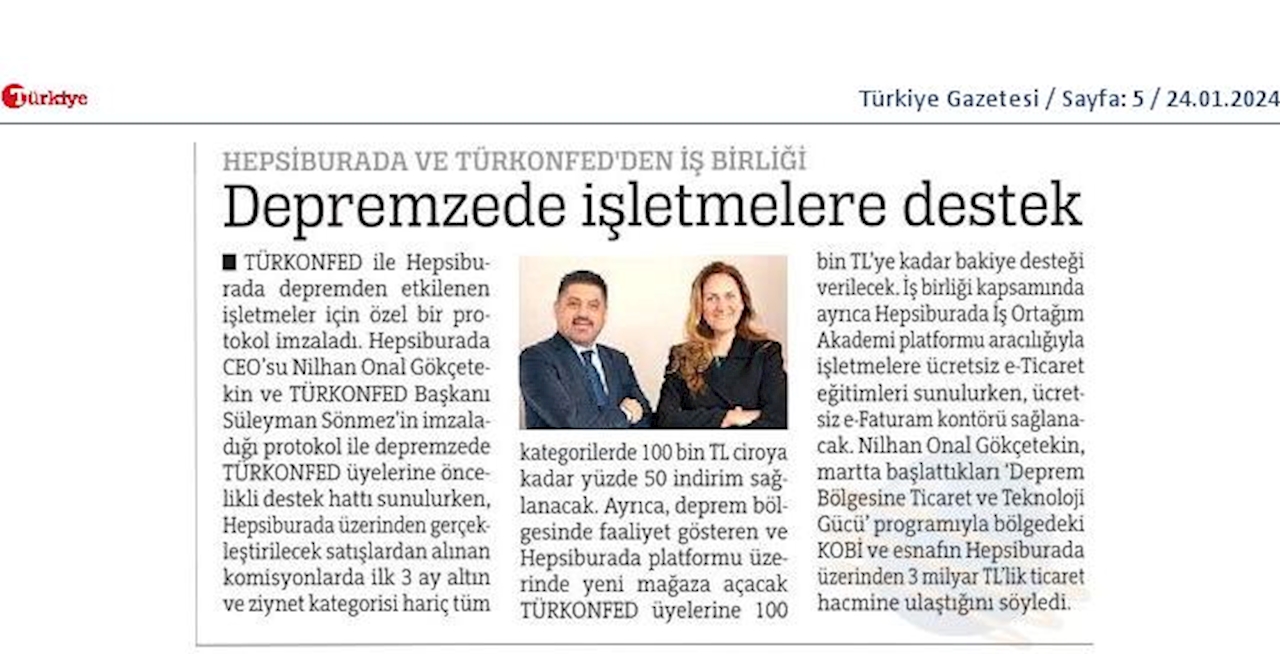 Hepsiburada Ve TÜRKONFED Deprem Bolgesi İşbirliği Protokolu - 8