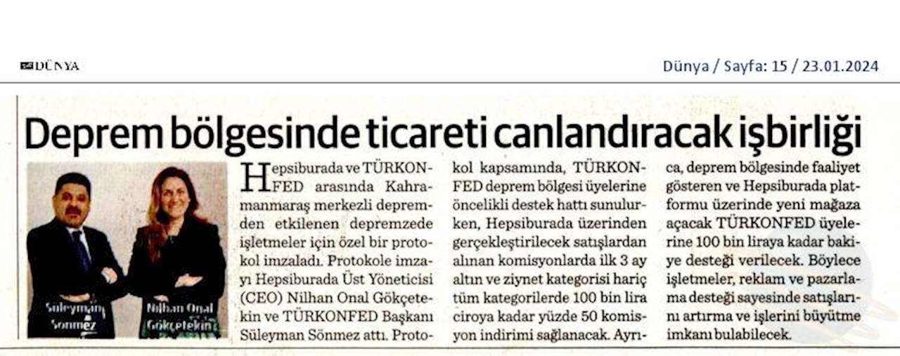 Hepsiburada Ve TÜRKONFED Deprem Bolgesi İşbirliği Protokolu - 14