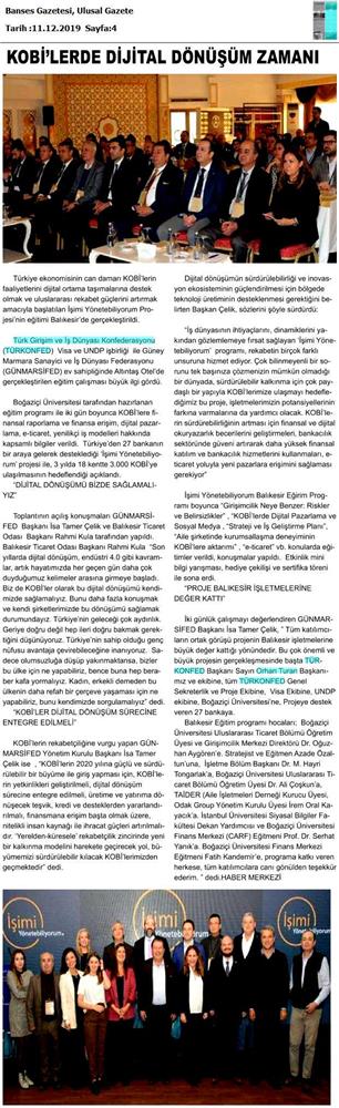 Isimi Yonetebiliyorum Egitimi Medya Yansimalari 6 7 Aralik Balikesir - 1