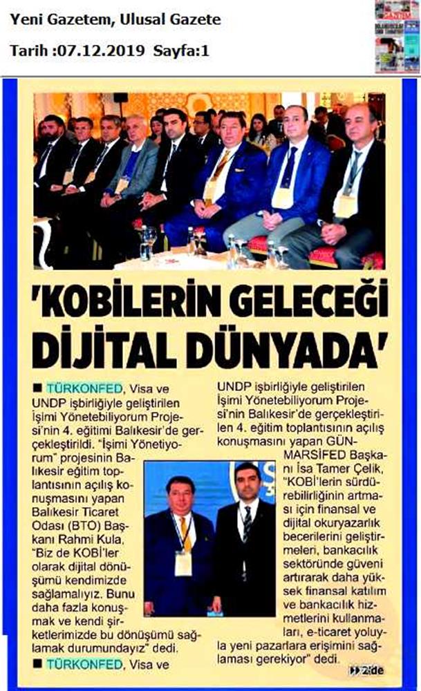 Isimi Yonetebiliyorum Egitimi Medya Yansimalari 6 7 Aralik Balikesir - 8