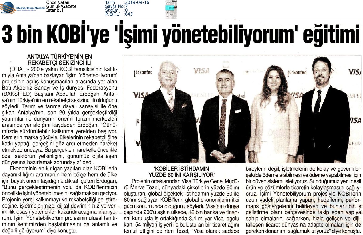 Isimi Yonetebiliyorum Projesi Medya Yansimalari 13 Eylul 2019 Antalya - 16