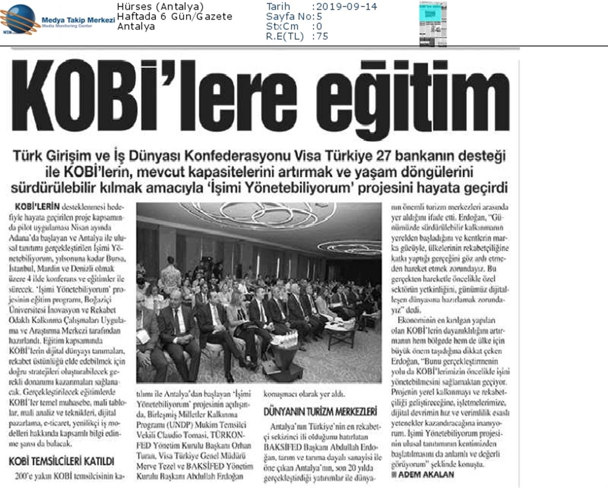Isimi Yonetebiliyorum Projesi Medya Yansimalari 13 Eylul 2019 Antalya - 22