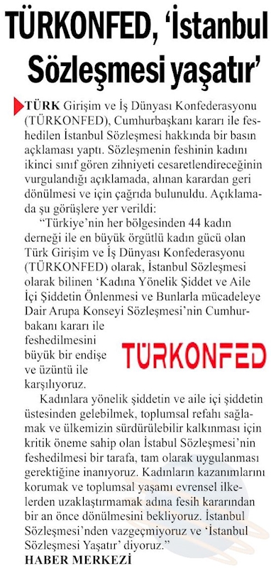 Istanbul Sozlesmesinin Iptaline Yonelik Basin Aciklamasi Basin Yansimalari 20 Mart 2021 - 2