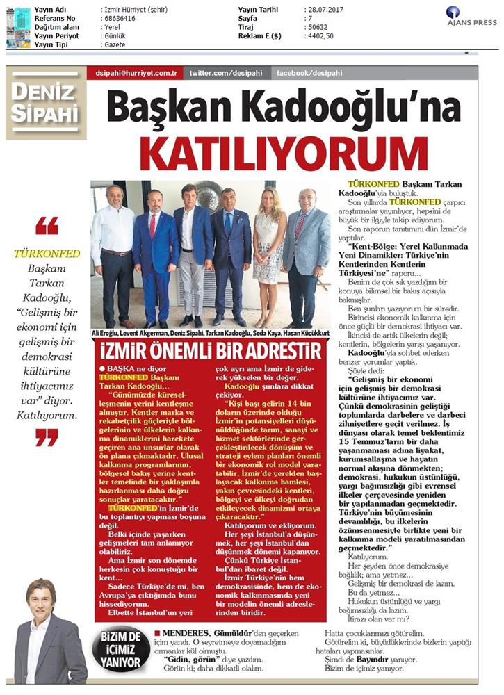 Izmir Kent Bolge Raporu Tanitim Toplantısı Turkonfedbasifed Medya Yansimalari 28 07 2017 - 14