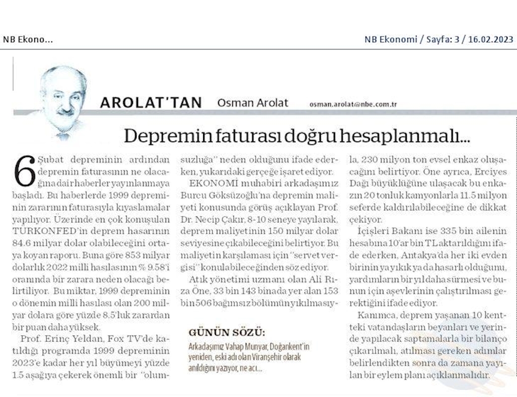 Kahramanmaras Depremi Afet Durum Raporu 13 Subat 2023 - 16