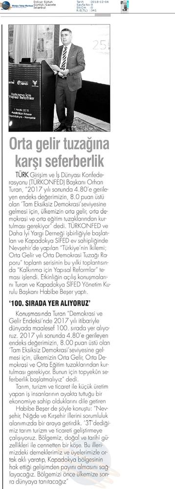 Kalkinma Icin Yapisal Reformlar Toplantısı Medya Yansimalari 1 Aralik 2018 Nevsehir - 1