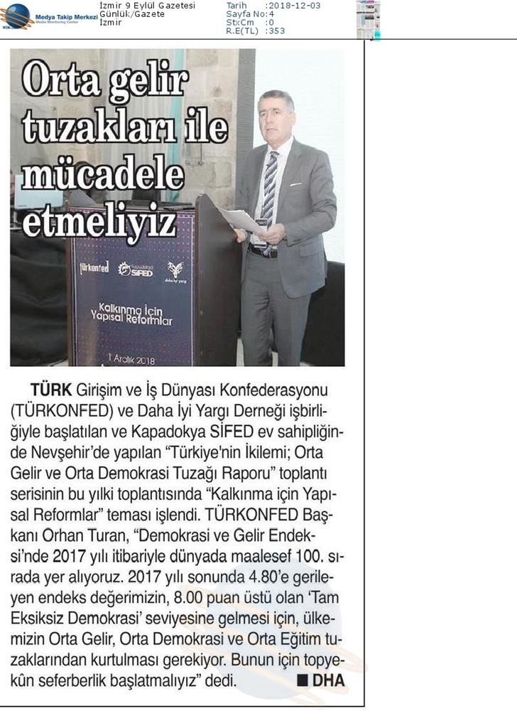 Kalkinma Icin Yapisal Reformlar Toplantısı Medya Yansimalari 1 Aralik 2018 Nevsehir - 5