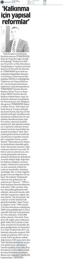 Kalkinma Icin Yapisal Reformlar Toplantısı Medya Yansimalari 1 Aralik 2018 Nevsehir - 9