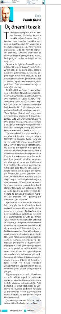 Kalkinma Icin Yapisal Reformlar Toplantısı Medya Yansimalari 1 Aralik 2018 Nevsehir - 10