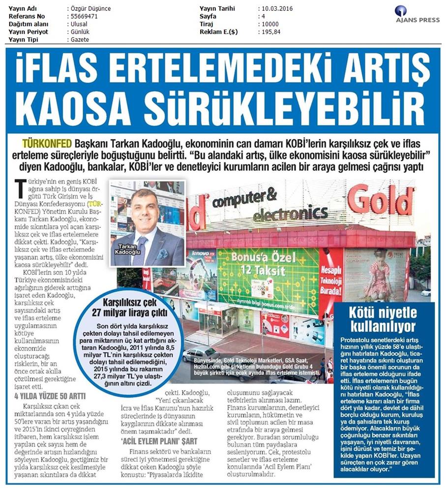 Karsiliksiz Cek Ve Iflas Erteleme Konulu Basin Yansimalari - 4