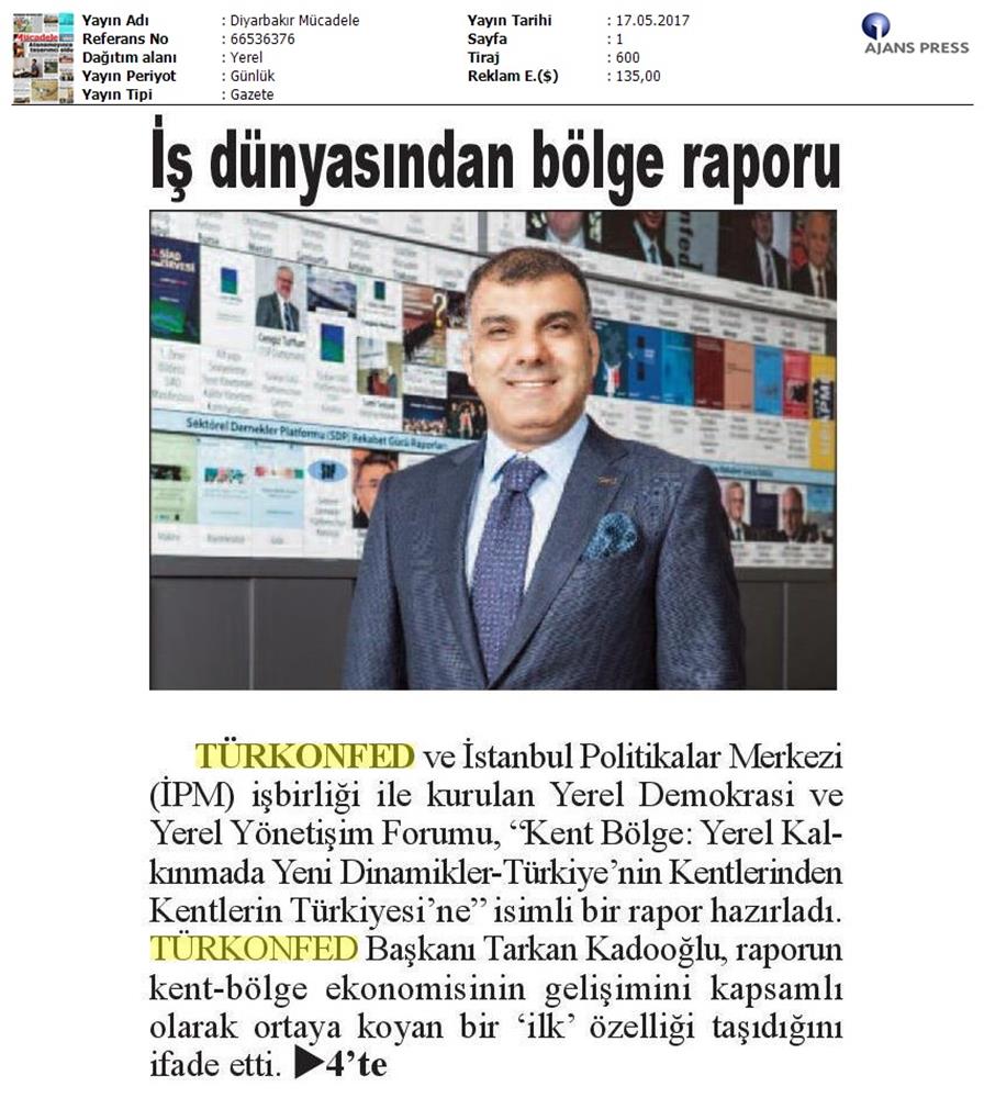 Kent Bolge Yerel Kalkinmada Yeni Dinamikler Raporu Basin Yansimalari 17 Mayis 2017 - 2