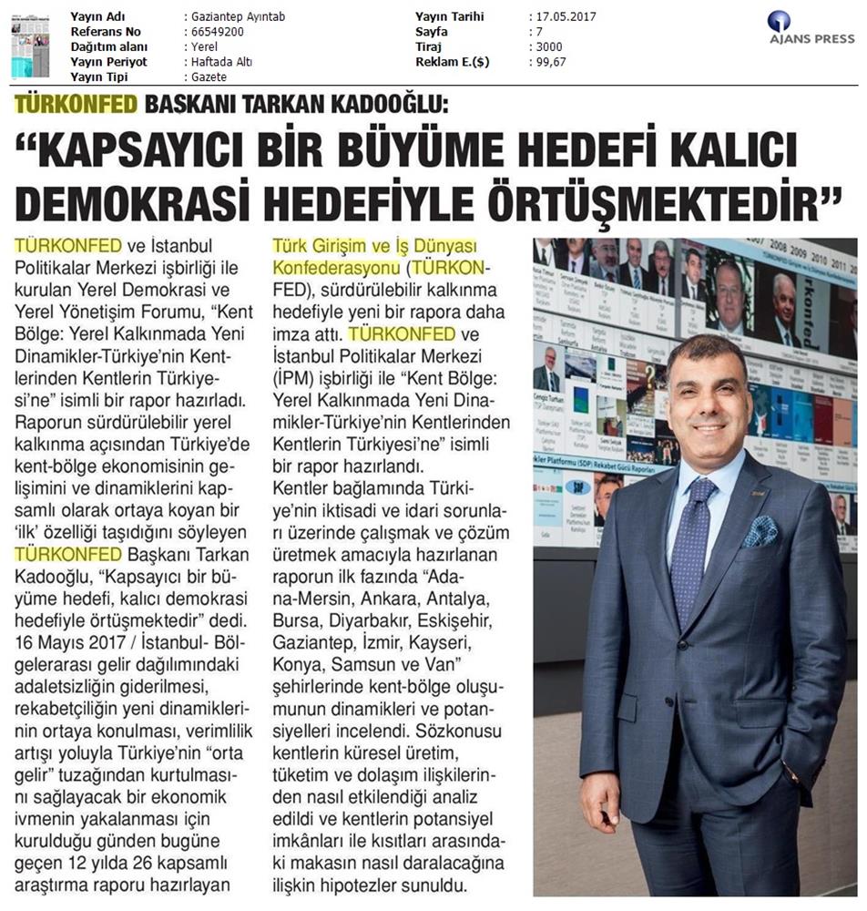 Kent Bolge Yerel Kalkinmada Yeni Dinamikler Raporu Basin Yansimalari 17 Mayis 2017 - 8