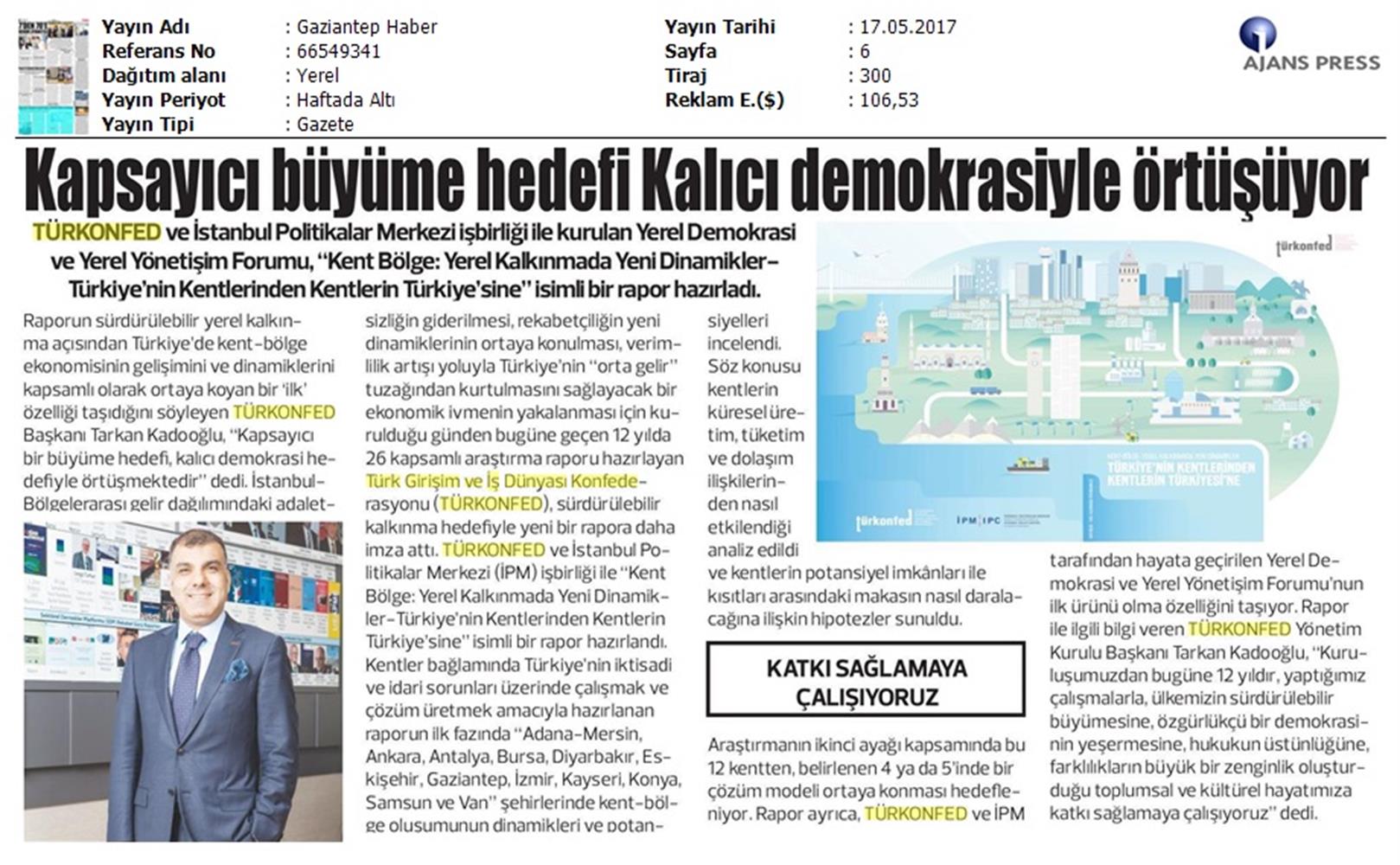 Kent Bolge Yerel Kalkinmada Yeni Dinamikler Raporu Basin Yansimalari 17 Mayis 2017 - 17
