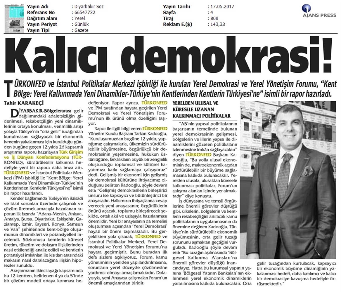 Kent Bolge Yerel Kalkinmada Yeni Dinamikler Raporu Basin Yansimalari 17 Mayis 2017 - 18