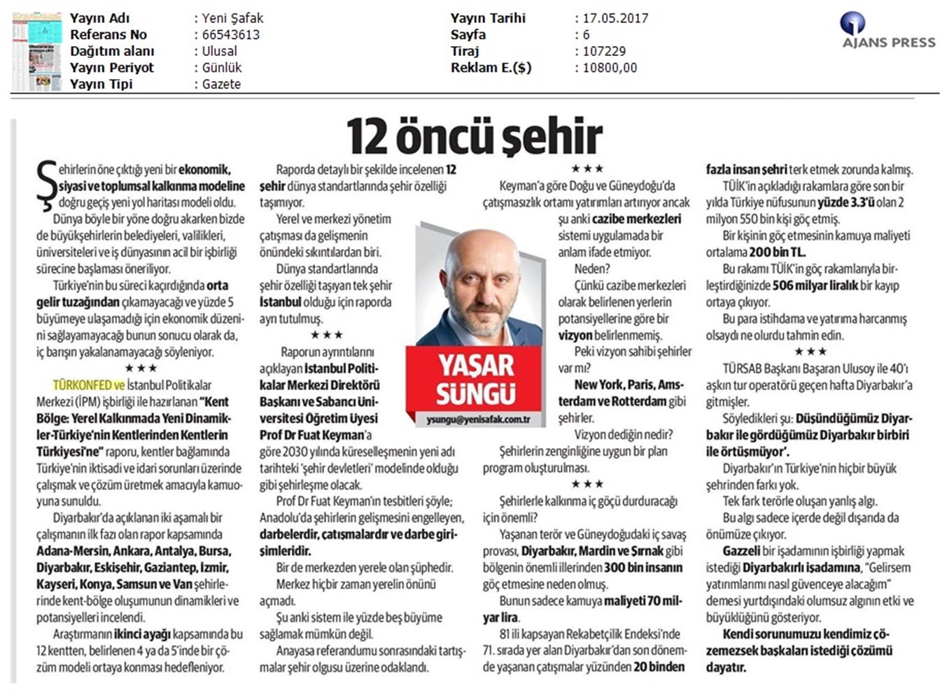 Kent Bolge Yerel Kalkinmada Yeni Dinamikler Raporu Basin Yansimalari 17 Mayis 2017 - 19