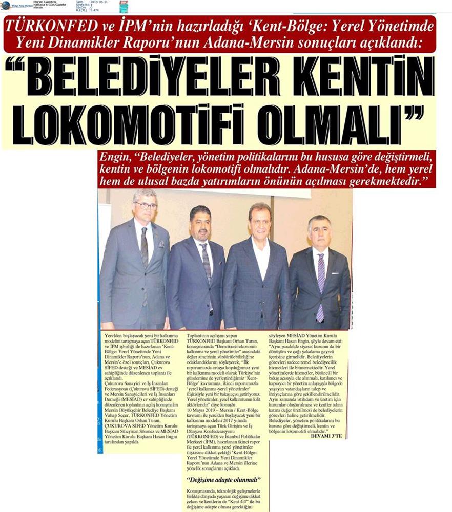 Kent Bolge Yerel Yönetimde Yeni Dinamikler Medya Yansimalari 10 Mayis Mersin - 2