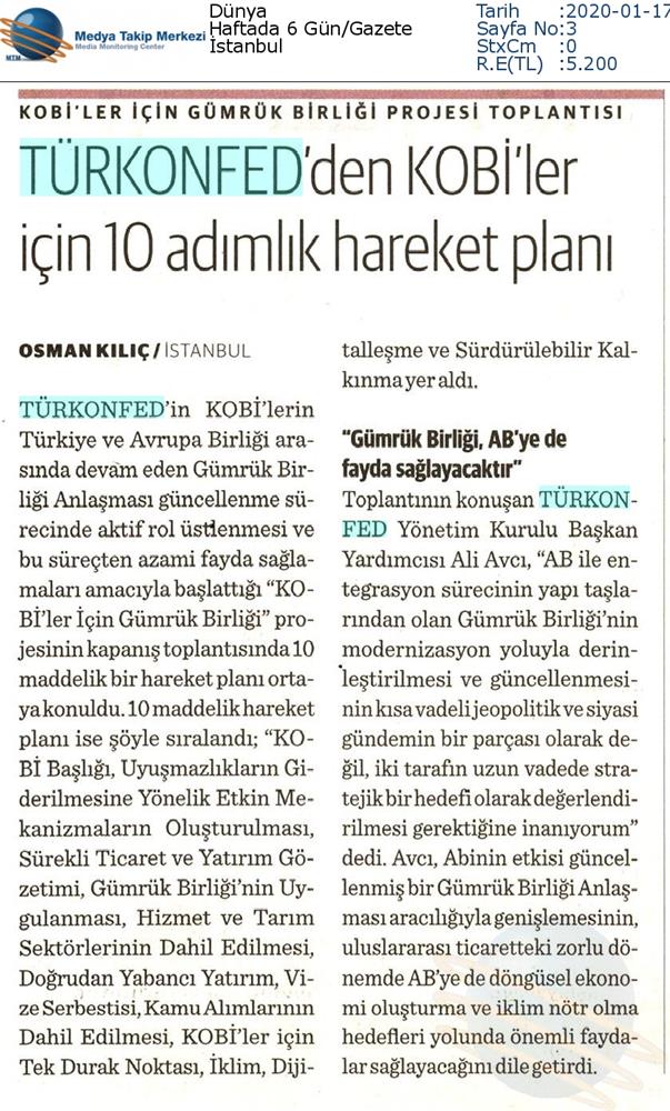 KOBİ'ler Icin Gumruk Birligi Kapanis Toplantısı Medya Yansimalari 16 Ocak 2020 Istanbul - 8