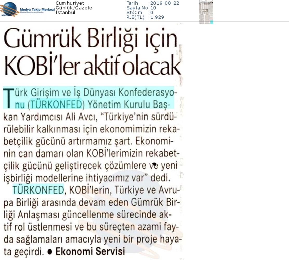 KOBİ'ler Icin Gumruk Birligi Kapanis Toplantısı Medya Yansimalari 16 Ocak 2020 Istanbul - 25