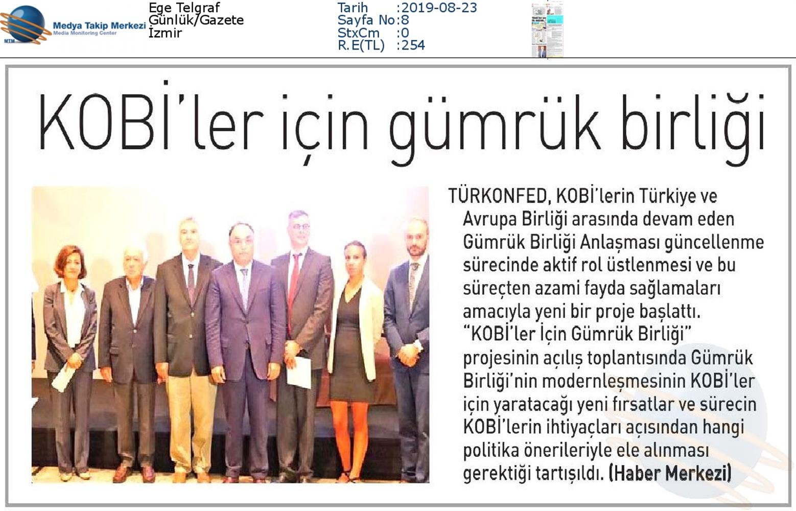 KOBİ'ler Icin Gumruk Birligi Medya Yansimalari 22 Agustos 2019 - 8