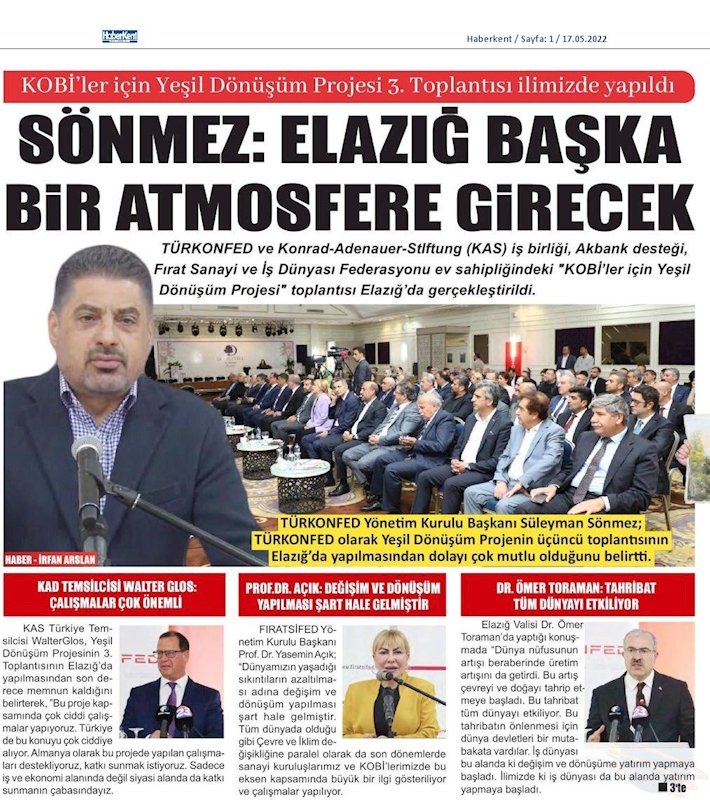 KOBİ'ler Icin Yesil Dönüşüm Projesi 16 Mayis 2022 Elazig - 1