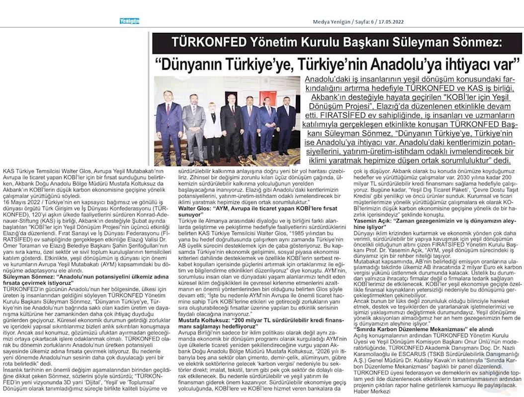KOBİ'ler Icin Yesil Dönüşüm Projesi 16 Mayis 2022 Elazig - 8